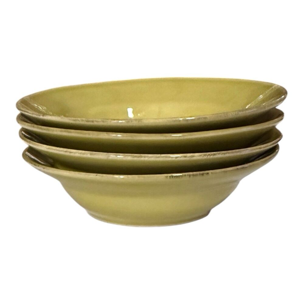 (4) Noble Excellence Astoria Green Soup Bowls Portuguese Stoneware Discontinued